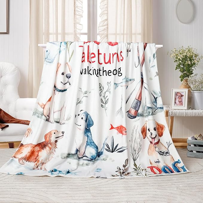 Tupmnbry Dog Throw Blanket Cute Dog Animal Pattern Blanket Super Soft Flannel Fleece Blankets Lightweight Fluffy Plush Bed Blanket for Bedding Sofa and Travel 60"X80"