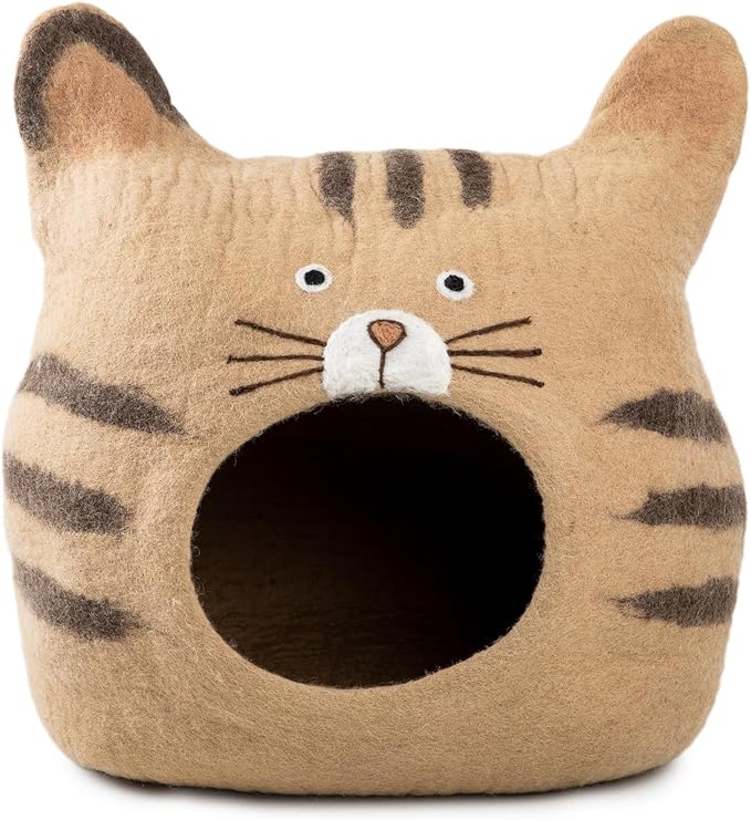 Wool Himalayan Cat Cave - Extra Warm Handcrafted from Eco-Friendly - Stylish Brown Design - Ultimate Indoor Comfort