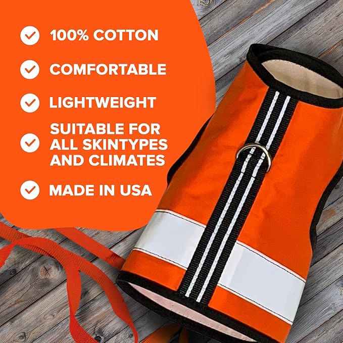 Reflective Cat Harness - High-Visibility Cat Vest for Day & Night | Secure, Breathable and Washable Cotton | Ideal for Walking & Traveling - Outrageous Orange, XL