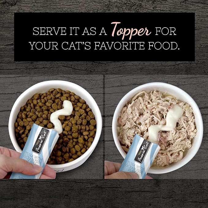 Fussie Cat Tuna with Ocean Fish Puree, lickable cat Treats, 0.5oz Pouch Pack of 4