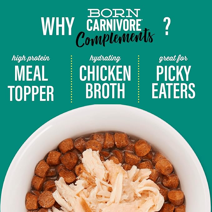 Tiki Cat Born Carnivore Complements Wet Cat Food Topper, Chicken & Salmon 2.1 oz Pouch (12 Count)