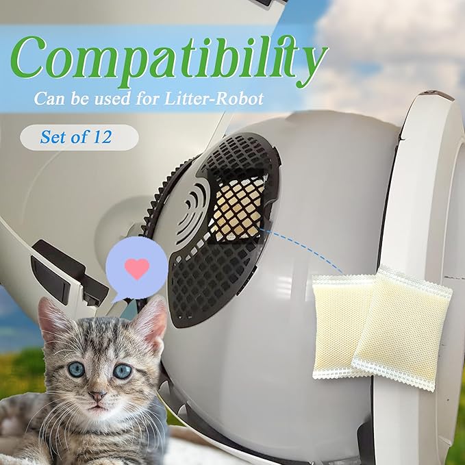 12 Pack Odor Remover Refills Compatible with Whisker OdorTrap Pod, Cat Toilet Odor Eliminates Deodorant for Litter-Robot and Traditional Litter Boxes (4* Jasmine + 4* Rose + 4* Lemon)