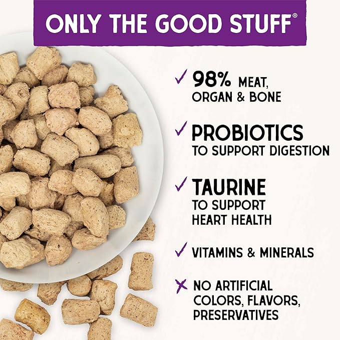 Stella & Chewy's Freeze-Dried Raw Cat Dinner Morsels – Grain Free, Protein Rich Cat & Kitten Food – Plate Lickin' Pork Recipe – 18 oz Bag