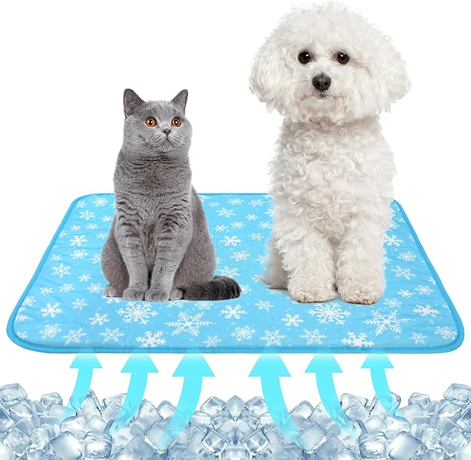 DELIFUR Dog Cooling Mat- Pet Cooling Mat Outdoor for Dogs Self Cooling Pad for Small Medium Dog Machine Washable (Large, Blue)