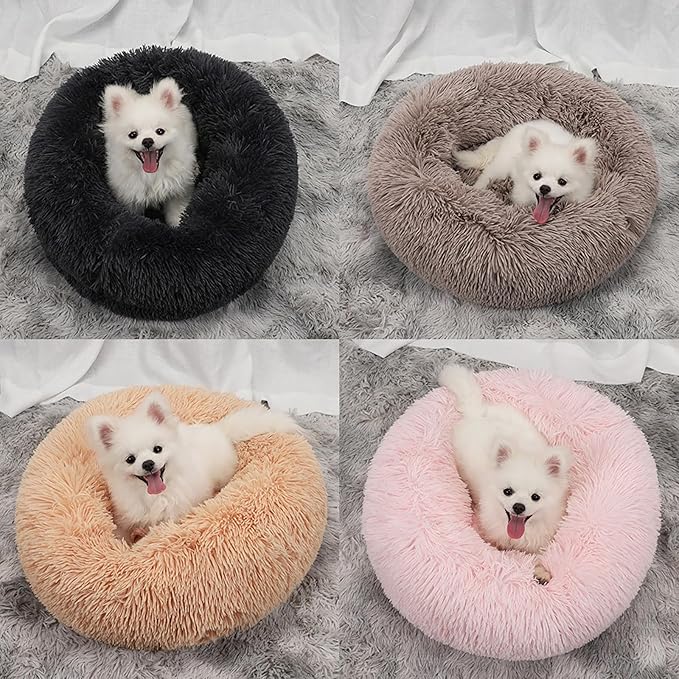 Cat Beds for Indoor Cats,24 Inch Dog Bed for Small Melium Large Dogs, Washable-Round Pet Bed for Puppy and Kitten with Slip-Resistant Bottom