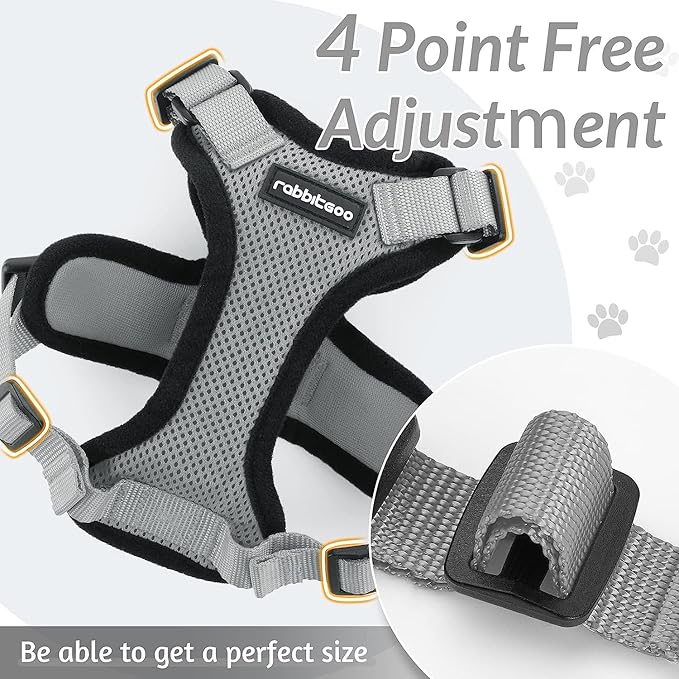 rabbitgoo Cat Harness and Leash for Walking, Escape Proof Soft Adjustable Vest Harnesses for Cats, Easy Control Breathable Reflective Strips Jacket, Grey, XXS