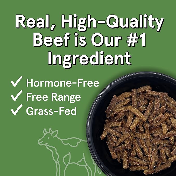 Real Meat Air Dried Cat Food & Dog Food w/Real Beef - 5oz of USA-Crafted Grain-Free Dry Dog & Cat Food Sourced from Hormone-Free, Free-Range, Grass-Fed Beef - All Natural, High Protein Pet Food