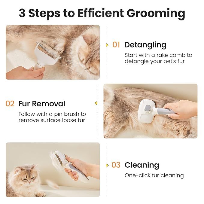 Potaroma 3 in 1 Dog Cat Grooming Set, Double-Sided Deshedding - Dematting Undercoat Rake and Pin Brush, Shedding Brush Pet Hair Deshedder, Green White