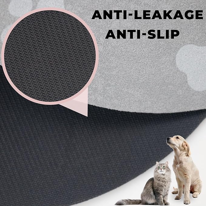 YCT Dog Food Mat - Cat Dish Mat Dog Bowl Mat - No Stains Easy Clean Dog Mat for Food and Water - Absorbent Quick Dry Pet Mat, 16.9"x24" Navy Blue