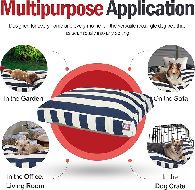 Majestic Pet Rectangle Small Dog Bed Washable – Non Slip Comfy Pet Bed – Dog Crate Bed with Removable Washable Cover – Dog Kennel Bed for Sleeping - Dog Bed Small Breed 27x20x4 Inch – Navy Blue