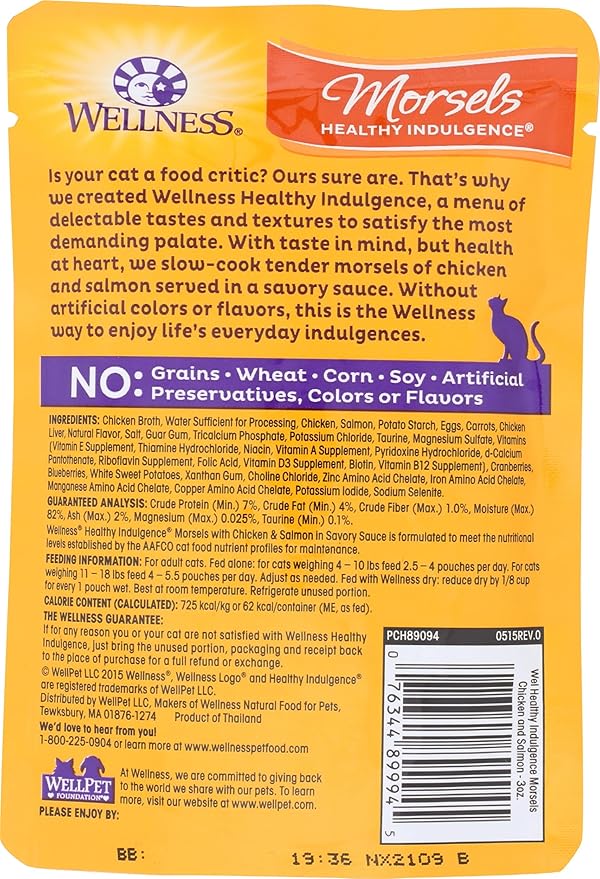 Wellness, Cat Food Chicken Salmon Morsels, 3 Ounce
