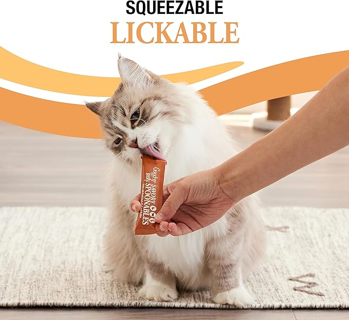 Good ‘n’ Tasty Savory Spoonables with Real Duck, Beef & Rabbit, 10 Count Tube, Triple Flavor Squeezable Lickable Wet Treats for Cats with Built-in Spoon for Less Mess