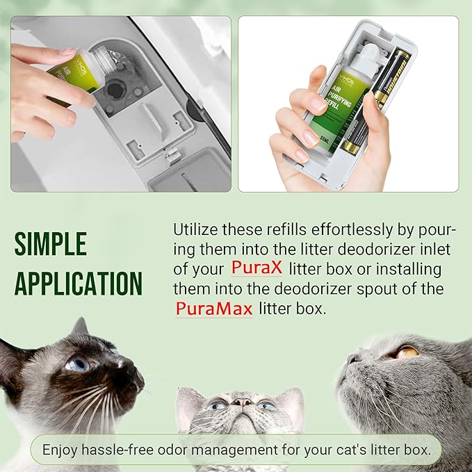 (4 Bottles, Fresh Lotus) Cat Litter Deodorizer for PETKIT PuraX PuraMax Self-Cleaning Cat Litter Box Odor Eliminator for Strong Odor Remover Litter Box Deodorizer Replaced Odor Removers Refills