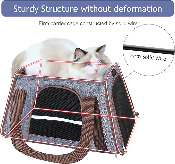 HiCaptain Soft Cat Carrier with Top Mesh Window - Pet Carrier Breathable for Medium Cats and Small Dogs Puppies up to 15 lb (Blue)