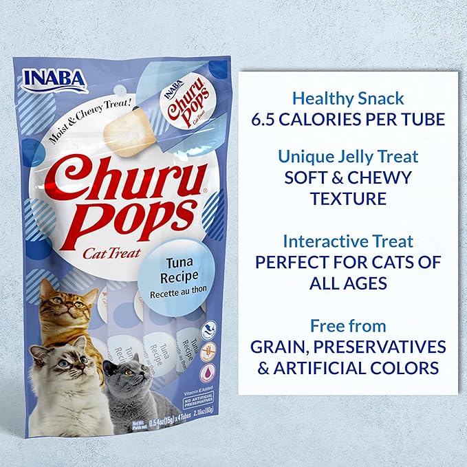 INABA Churu Pops Moist and Chewy Cat Treat 3 Flavor Variety Pack 12 Tubes