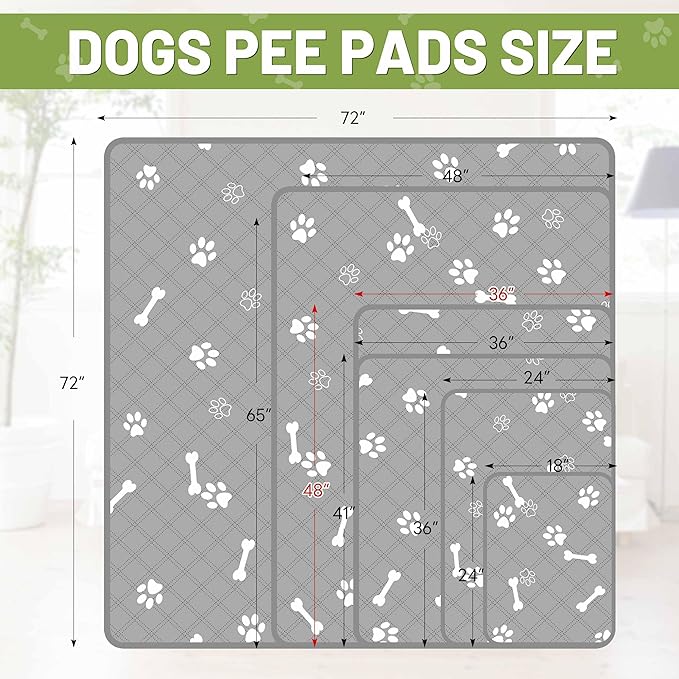 PatiencET Washable Pee Pads for Dogs, 36'' x 48" Reusable Puppy Pads with Super Absorbent, 2 Pack Puppy Potty Pads with Waterproof Bottom for Pet Training, Housebreaking and Incontinence