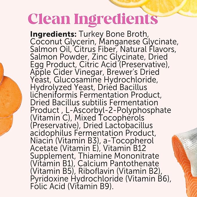 Pet Honesty Dog Multivitamin Supplement with Salmon Oil for Dogs - Allergy Itch Relief, Digestion, Skin & Coat Health, Liquid Supplement - Dog Food Topper Bone Broth with Prebiotics (12 oz)