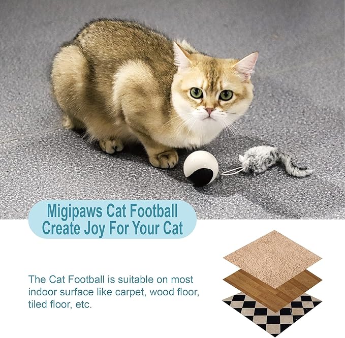 Migipaws Interactive Cat Ball Toy Set, Fun Tracker, Automatic Rolling Chase Ball with Fluffy Tail, A Small Mice, Rechargeable(Orange)