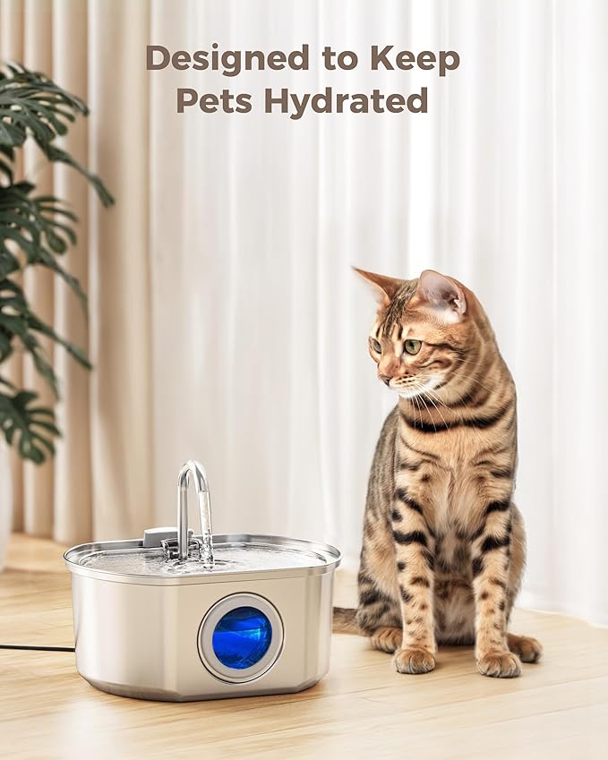 Official 12 Pack Cat Water Fountain Replacement Filters & Pre-Filter Sponges for 108oz/3.2 Stainless Steel Pet Water Fountain