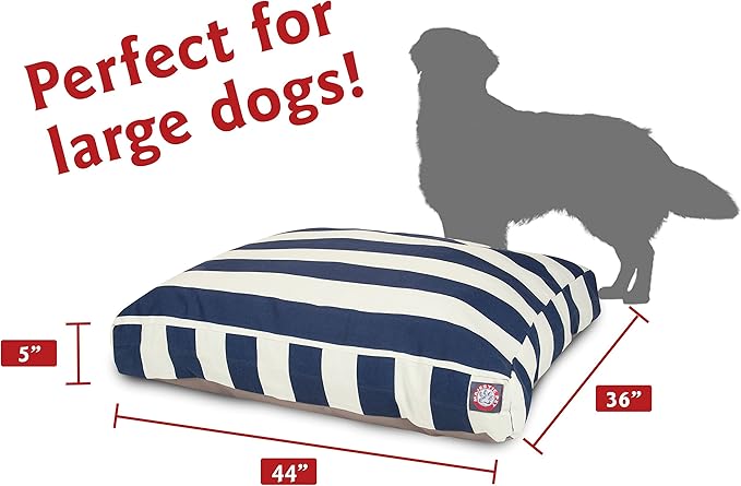 Majestic Pet Rectangle Large Dog Bed Washable – Non Slip Comfy Pet Bed – Dog Crate Bed with Removable Washable Cover – Dog Kennel Bed for Sleeping - Dog Bed Large Breed 44x36x5 Inch – Navy Blue