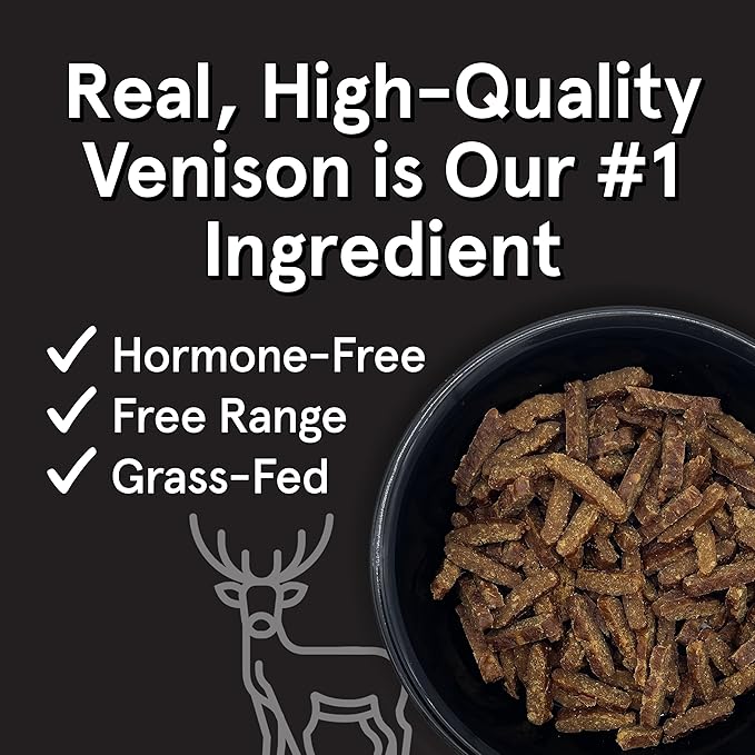 Real Meat Air Dried Cat Food & Dog Food w/Real Venison - 5oz of USA-Crafted Grain-Free Dry Dog & Cat Food Sourced from Free-Range, Grass-Fed Venison - All Natural, High Protein Pet Food