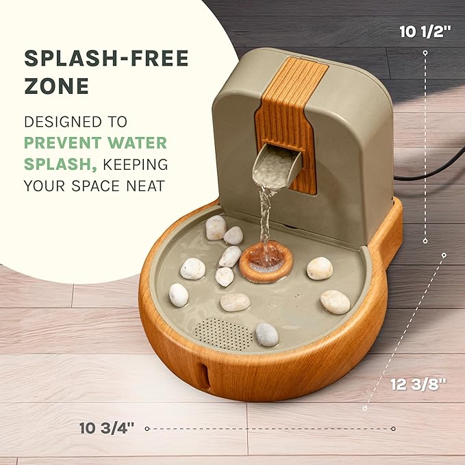 Cat Water Fountain – Eco-Friendly Zen Cat Fountain with Feng Shui Design, Bioplastic Wheat-Based Material, Splash-Free, Easy to Clean, Premium Filtration, Water Fountains for Cats Indoor