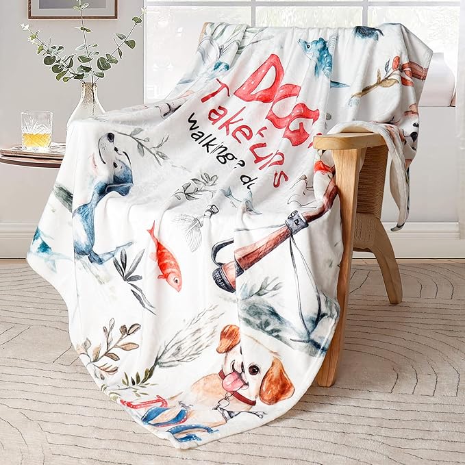 Tupmnbry Dog Throw Blanket Cute Dog Animal Pattern Blanket Super Soft Flannel Fleece Blankets Lightweight Fluffy Plush Bed Blanket for Bedding Sofa and Travel 60"X80"