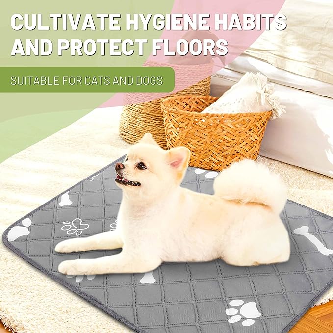 PatiencET Washable Pee Pads for Dogs, 18'' x 24" Reusable Puppy Pads with Super Absorbent, 4 Pack Puppy Potty Pads with Waterproof Bottom for Pet Training, Housebreaking and Incontinence
