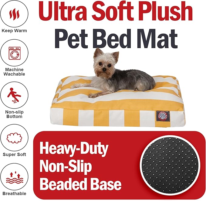 Majestic Pet Rectangle Small Dog Bed Washable – Non Slip Comfy Pet Bed – Dog Crate Bed with Removable Washable Cover – Dog Kennel Bed for Sleeping - Dog Bed Small Breed 27x20x4 Inch – Yellow