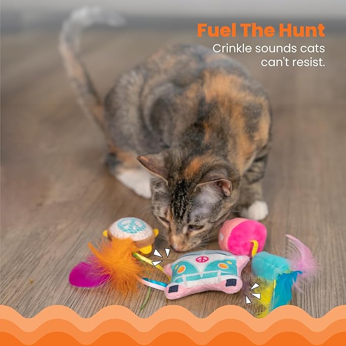 Catstages Festival-Themed Interactive Plush Catnip Cat Toys - 3 Pack