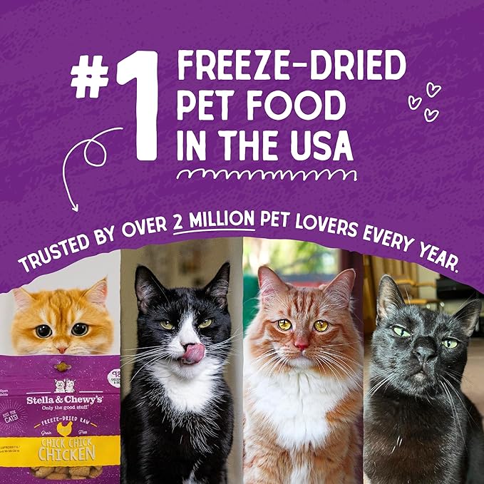 Stella & Chewy's Freeze-Dried Raw Cat Dinner Morsels – Grain Free, Protein Rich Cat & Kitten Food – Plate Lickin' Pork Recipe – 18 oz Bag
