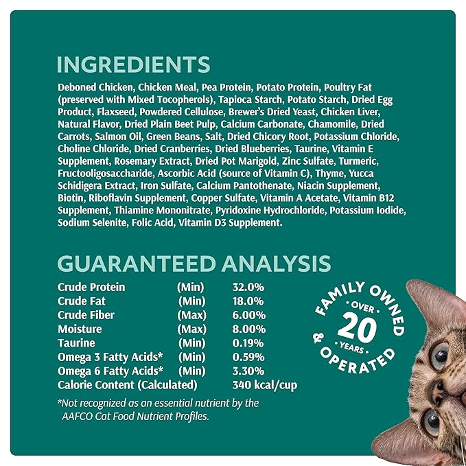 OPtimeal Grain Free Cat Food - Proudly Ukrainian - Healthy Cat Food Dry Recipe for Gut Health, Tasty Dry Cat Food with Immunity Support for Adult Cats (8.8 lbs, Chicken & Veggies)