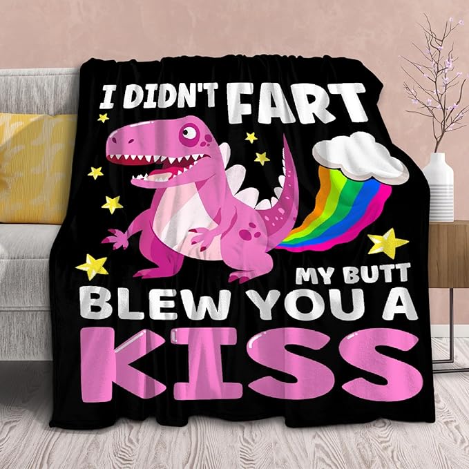 Funny Dinosaur Blanket Gift for Girls Boys- 50x60 Inches Soft Flannel Dino Throws Blankets Funny Gift for Teen Women Men Adult Cute Dinosaur Lover Gifts for Bed Sofa Couch