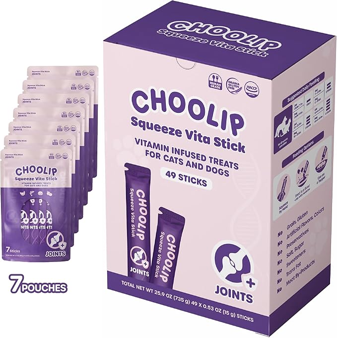 Squeeze Vita Stick Lickable Treats for Dogs & Cats. 49 Joint Support Sticks with Essential multivitamins. Soft and Tasty Paste for All Life Stages, Supporting Joints Health