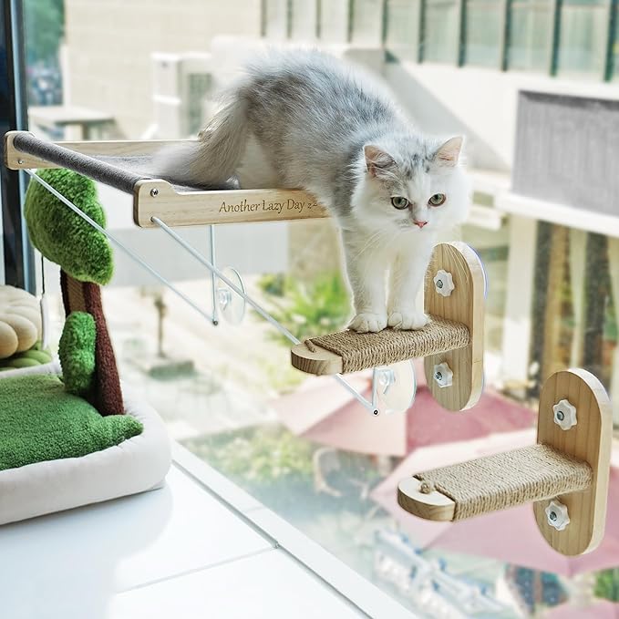 PETKARAY Cat Window Shelf, Original Cat Window Perch Stairs, Durable Cat Seat for Window Sill, Sturdy Window Step for Indoor Cats