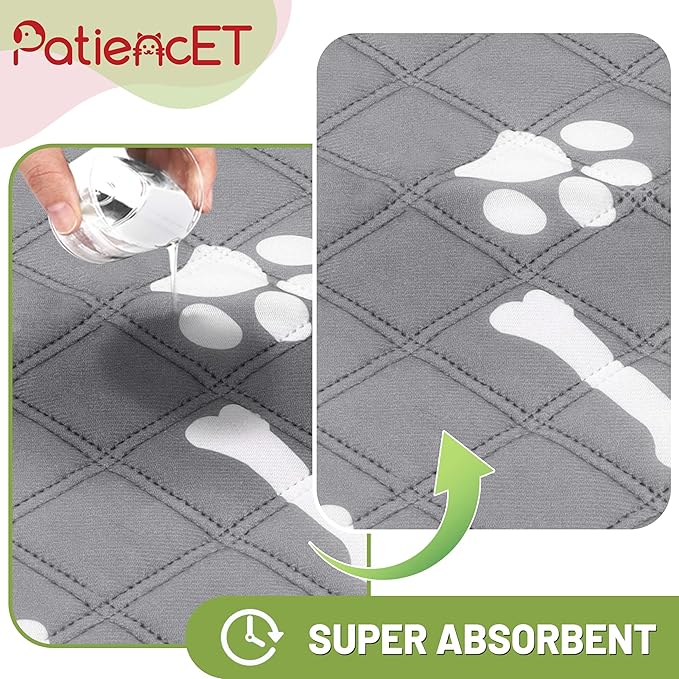 PatiencET Washable Pee Pads for Dogs, 36'' x 41" Reusable Puppy Pads with Super Absorbent, 2 Pack Large Potty Buddy with Waterproof Bottom for Pet Training, Housebreaking and Incontinence