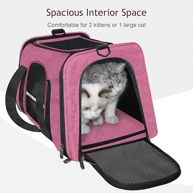 HiCaptain Soft Cat Carrier with Top Mesh Window - Pet Carrier Breathable for Medium Cats and Small Dogs Puppies up to 14 lb (Pink)