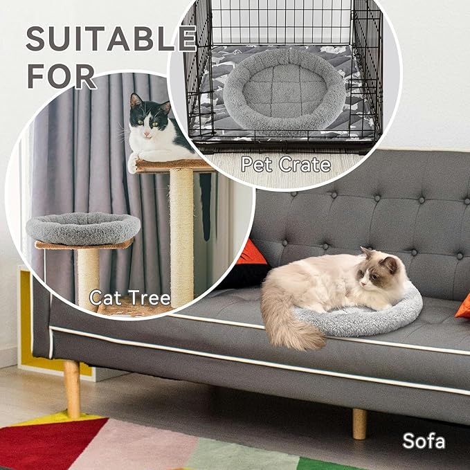 PETLESO Cat Bed for Indoor Cats, Round Cat Bed for Curl Sleep Basic Pet Mat Wahable Bed for Small Puppy Cats Rabbit, Small