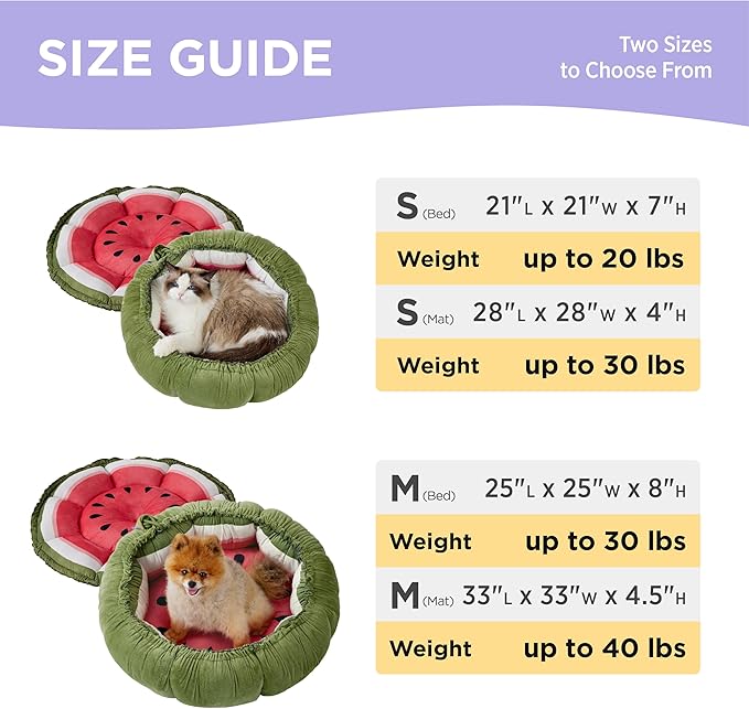 Lesure Dog beds for Small Dogs - Washable Cute Cat Beds with Versatile Dual-Use Design, Reversible Round Pet Bed for Puppy and Kitten, 25x25x8 Inches