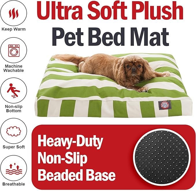 Majestic Pet Rectangle Medium Dog Bed Washable – Non Slip Comfy Pet Bed – Dog Crate Bed with Removable Washable Cover – Dog Kennel Bed for Sleeping - Dog Bed Medium Breed 36x29x4 Inch – Sage Green