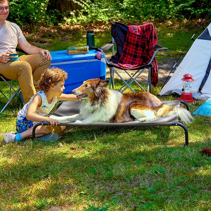 FurHaven Elevated Pet Cots - Cooling & Breathable Nylon Mesh Hammock for Large Dogs/Easy-to-Assemble / / Durable and Reinforced/Perfect for Rest & Relaxation Outdoors - Graphite Gray, Large