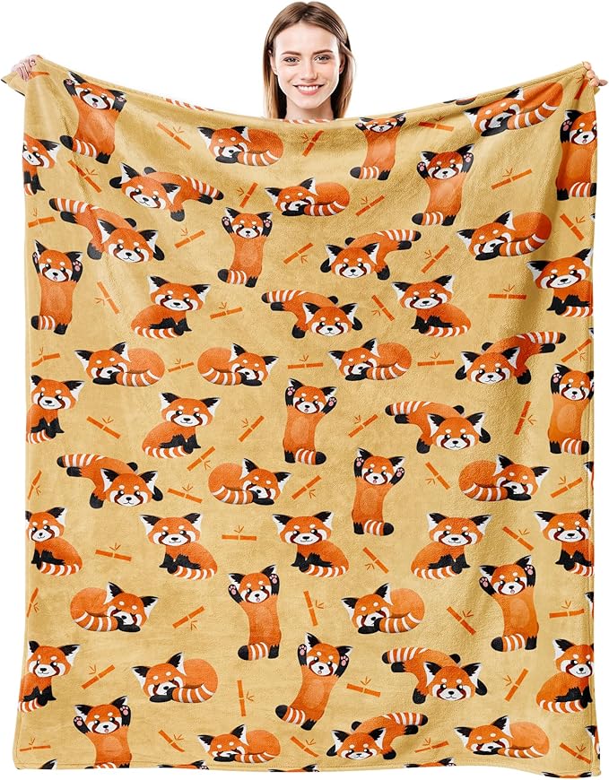 Red Panda Ultra Soft Flannel Merch Throw Blanket - Gifts for Bamboo Lovers - Blankets for Girls, Boys, Kids, Women, Adults - 80"X60"