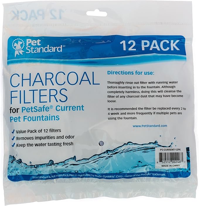 PETSTANDARD Replacement Filter Compatible with PetSafe® Fountain Aqua Cube®, Aqua Falls® and Current Pet Water Fountain, Pack of 12