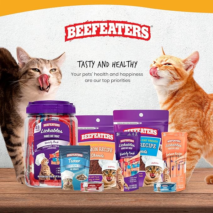 Beefeaters Cat Treats - Tuna Recipe Lickable Puree 1.59oz Case of 12 | Real Cat Food Tuna Treat | No Corn/Soy/Wheat, Sugar-Free | Training Treats