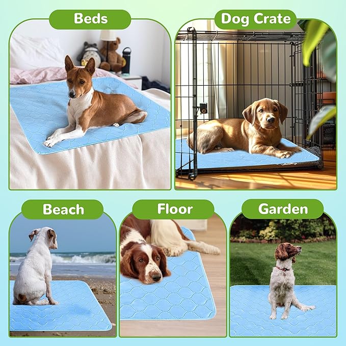 PatiencET Dog Cooling Mat, 22'' x 28'' Pet Cooling Mat for Dogs Cats, Summer Ice Silk Dog Cooling pad & Washable Pee Pad for Indoor or Outdoor - Bottom Waterproof and Anti Slip