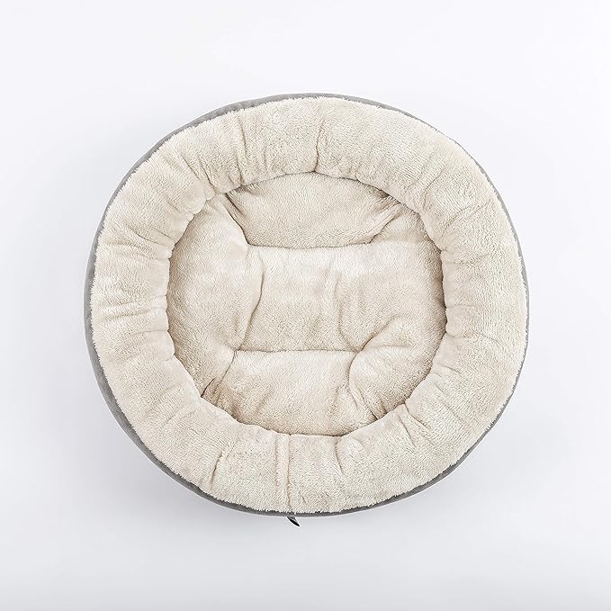 Love's cabin Round Donut Cat and Dog Cushion Bed, 20in Bed for Cats or Small Dogs, Anti-Slip & Water-Resistant Bottom, Super Soft Durable Fabric Pet Beds, Washable Luxury Cat & Dog Bed Gray