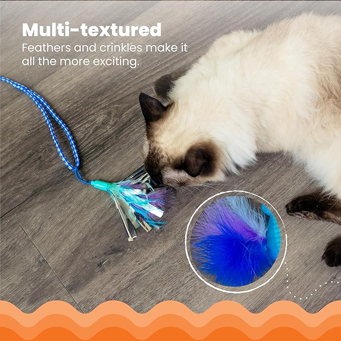 Catstages Tail Teaser Air Prey Play Wand with Catnip Toy Attachments Interactive Cat Wand