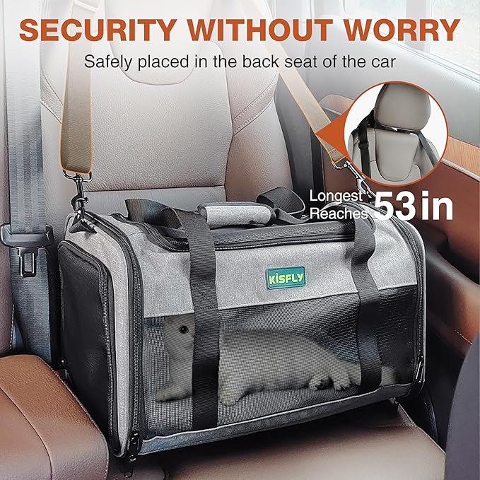 TSA Approved Pet Carrier for Small Cats Dogs 17x11x9.5 Inches, Pet Travel Carrier for Small Dogs Up to 16 Lbs, Soft-Sided Cat Bag Animal Carriers Travel Puppy Carry As a Toy of Fabric Pet Home, Gray