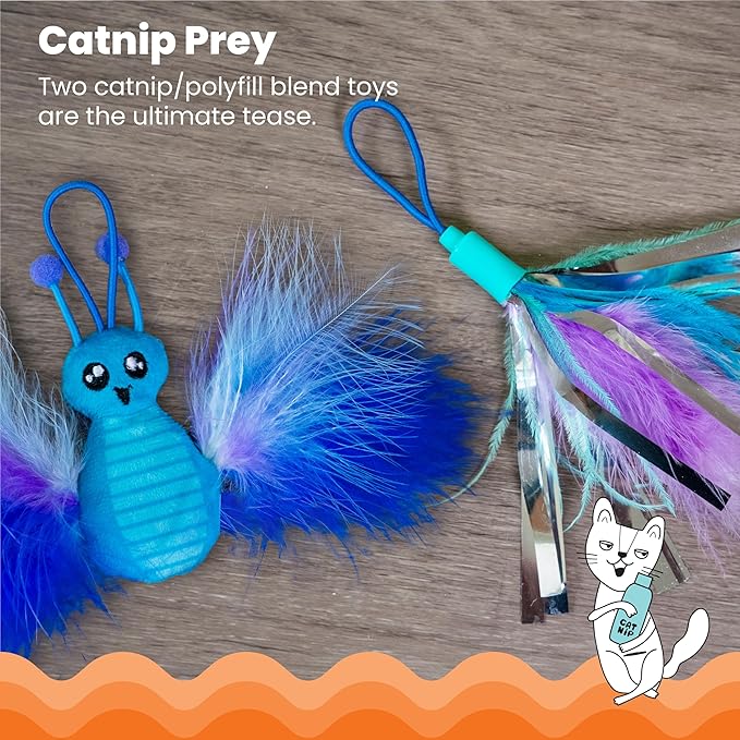 Catstages Tail Teaser Air Prey Play Wand with Catnip Toy Attachments Interactive Cat Wand