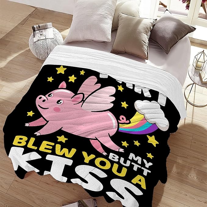 Funny Pig Blanket Gift for Girls Boys- 40x50 Inches Soft Flannel Throws Blankets Funny Gift for Teen Women Men Adult Cute Pig Lover Gifts for Birthday Christmas Halloween Bed Sofa Couch